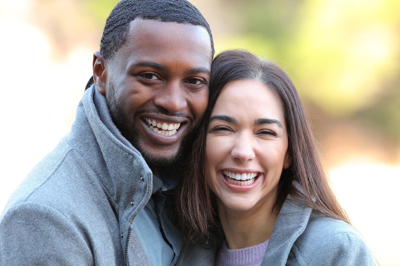 A couple laughing together